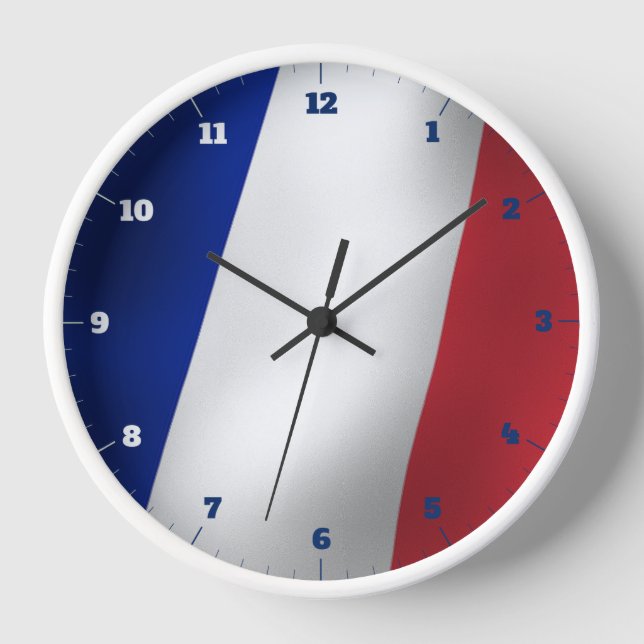 FRENCH TRICOLOR FLAG CLOCK (Front)