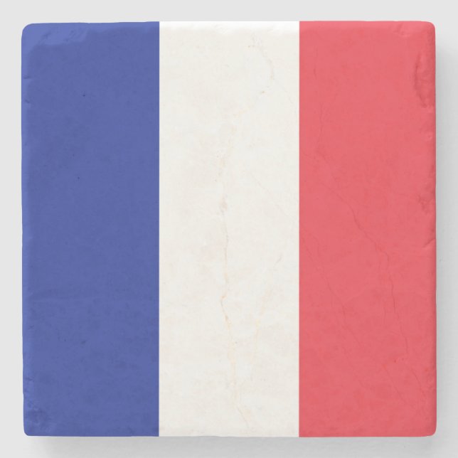 French Tricolor Flag Stone Coaster (Front)
