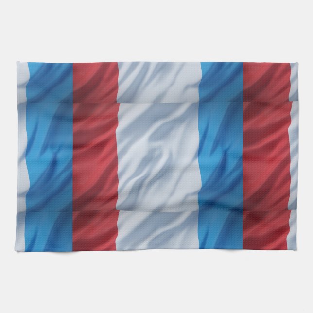 French Tricolour Flag Inspired Decorative Kitchen  Tea Towel (Horizontal)