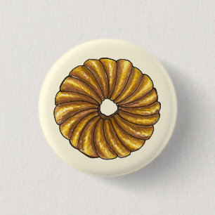 French Twist Pastry Doughnut Doughnut Breakfast Fo 3 Cm Round Badge