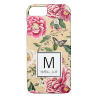 French Vanilla Yellow Floral Pattern Add Your Name