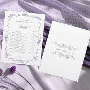 French Victorian Lavender Bridal Shower Game