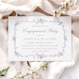 French Victorian Lavender Floral Engagement Party Invitation