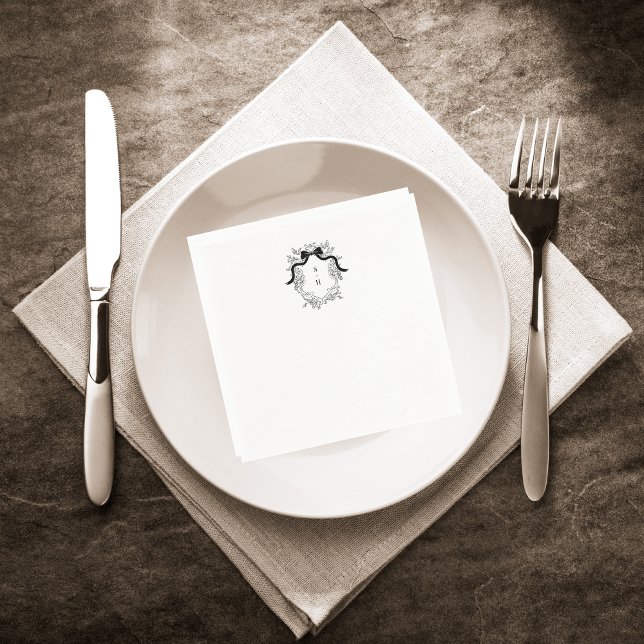 French Victorian Monogram Wedding Engagement Party Napkin (Creator Uploaded)