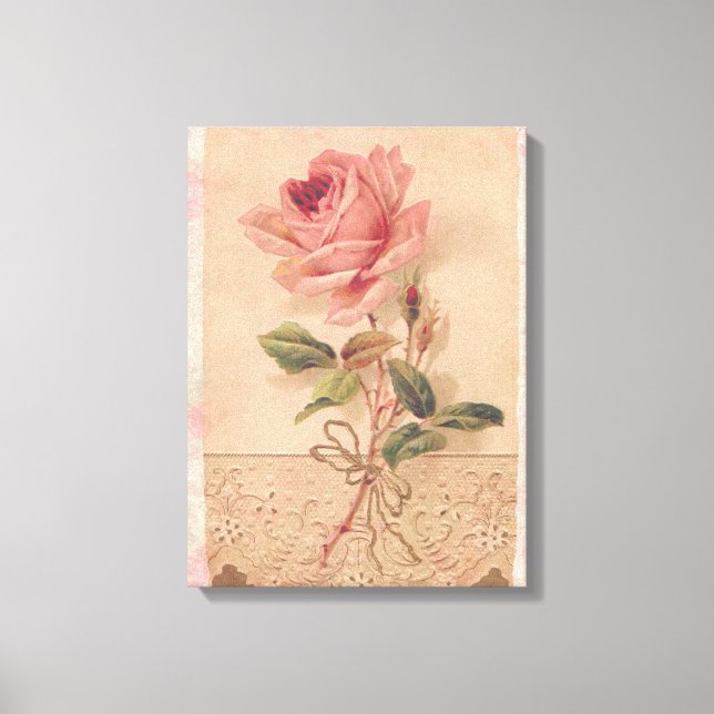 French Victorian Pink Rose Canvas Print (Front)