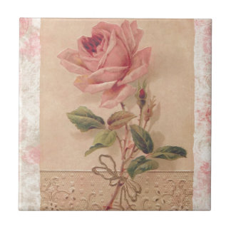 French Victorian Pink Rose Tile