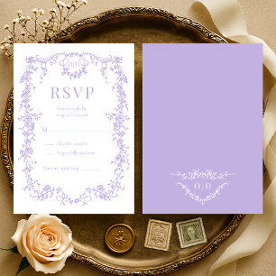 French Victorian Purple Lilac Wedding RSVP 