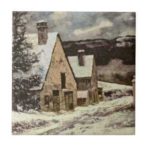 French Village Street in Winter (Gustave Courbet) Tile