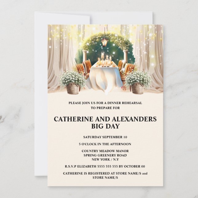 French vineyard dining Tuscan lights outdoor Invitation (Front)