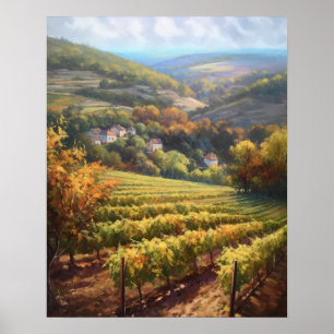 French Vineyard Landscape Art Print Poster