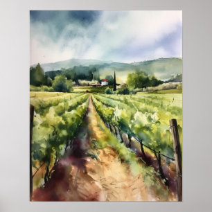 French Vineyard Landscape Art Print Poster