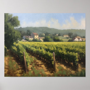 French Vineyard Landscape Art Print Poster