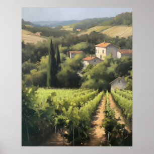 French Vineyard Landscape Art Print Poster