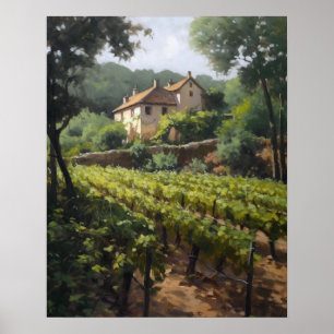 French Vineyard Landscape Art Print Poster