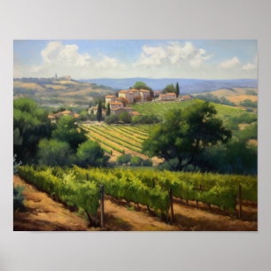 French Vineyard Landscape Art Print Poster