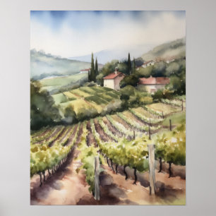 French Vineyard Landscape Art Print Poster