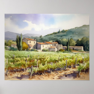 French Vineyard Landscape Art Print Poster