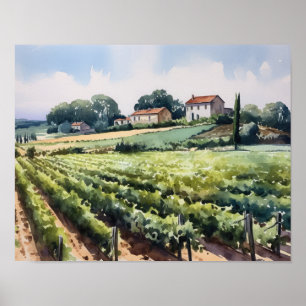 French Vineyard Landscape Art Print Poster