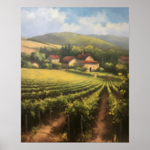 French Vineyard Landscape Art Print Poster