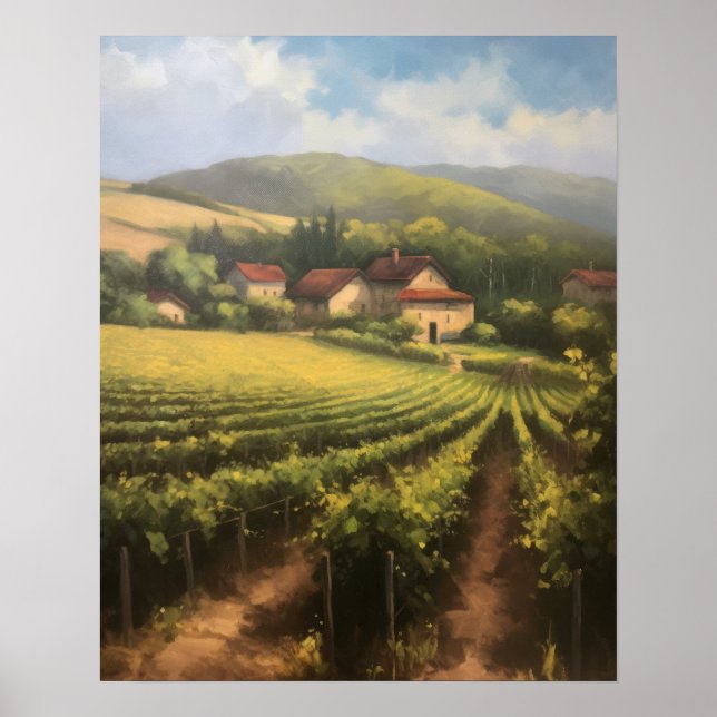 French Vineyard Landscape Art Print Poster (Front)