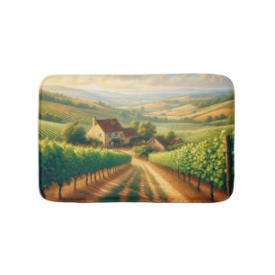 French Vineyard Oil Painting Decoupage Bath Mat