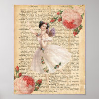 French Vintage ballerina fairy dictionary page