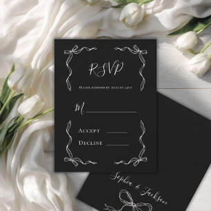 French Vintage Black Wedding RSVP Card