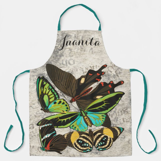 French Vintage Butterflies Illustration-1  Apron (Front)