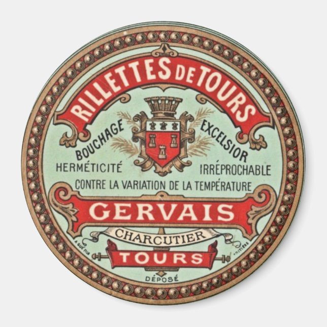 French Vintage Culinary Label Fridge Magnet (Front)