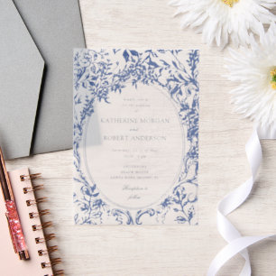 French Vintage Elegant Floral Wedding Invitation