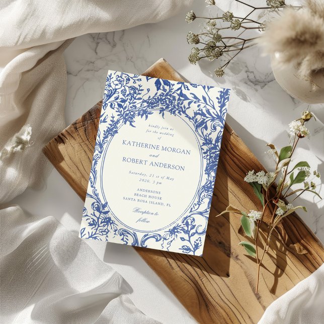 French Vintage Elegant Floral Wedding Invitation (Creator Uploaded)