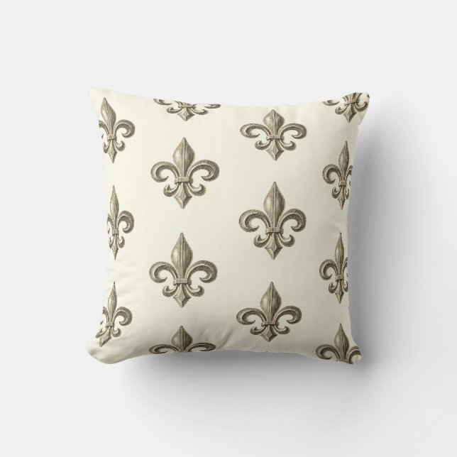 French Vintage Fleur de Lis Pattern Cushion (Front)