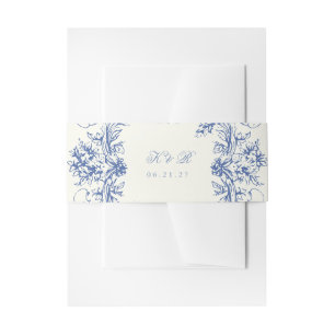 French Vintage Floral Wedding Belly Band Invitation Belly Band