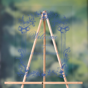 French Vintage Floral Wedding Welcome Sign