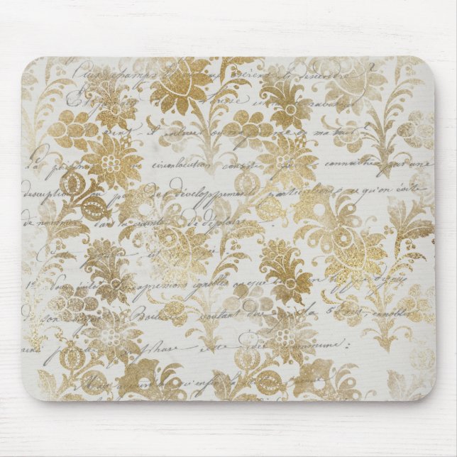 French Vintage Gold Floral Mouse Pad (Front)