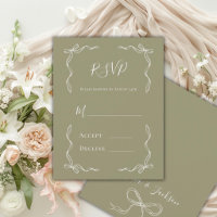 French Vintage Hand Drawn Deep Sage Wedding
