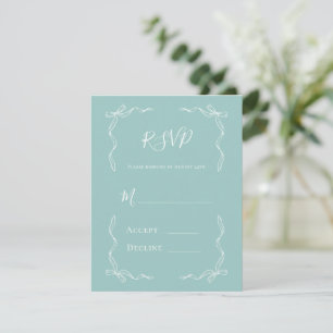 French Vintage Hand Drawn Soft Sage Wedding RSVP Card