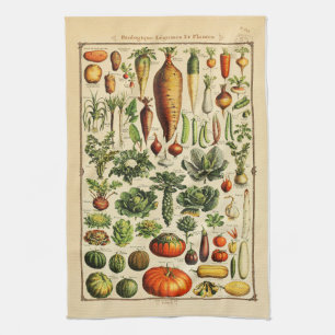 French Vintage Organic Vegetable Kitchen Towel