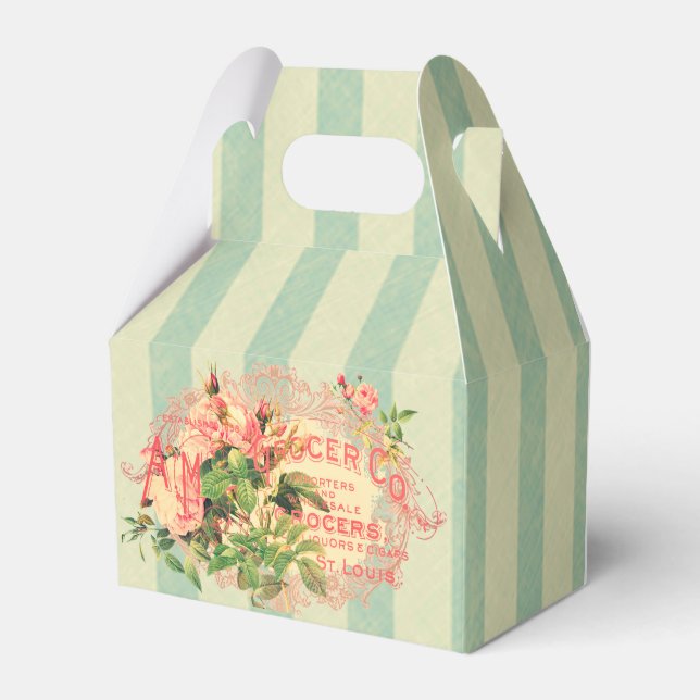 French Vintage, Pink and Advertising Postcard Favour Box (Front Side)