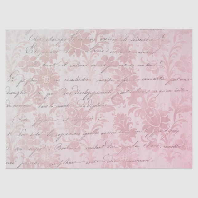 French Vintage Pink Floral Decoupage Tissue Paper (Front)