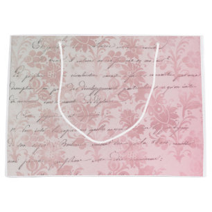 French Vintage Pink Floral Large Gift Bag
