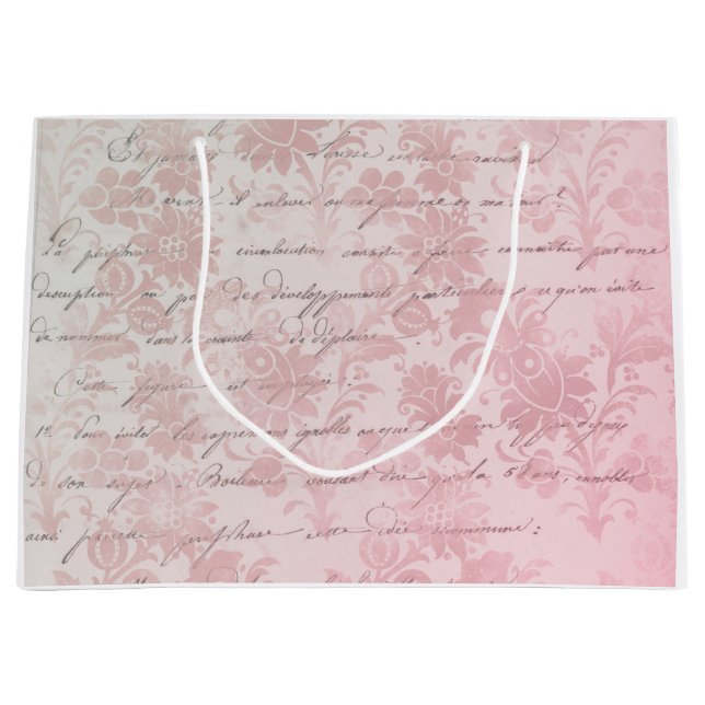 French Vintage Pink Floral Large Gift Bag (Front)