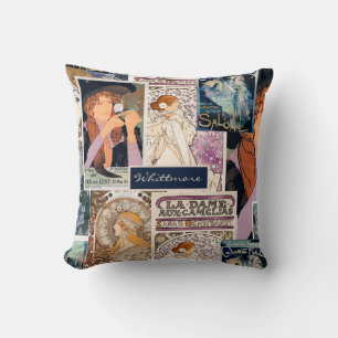 French Vintage Poster Art Collage Personalised Cushion