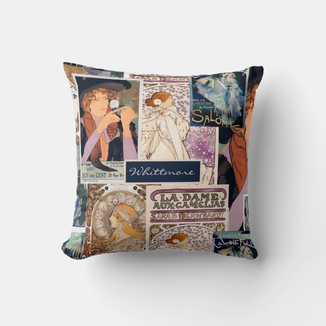 French Vintage Poster Art Collage Personalised Cushion (Front)