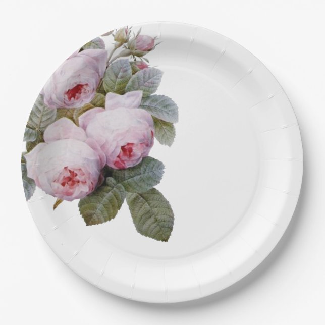 French vintage roses paper plate (Front)