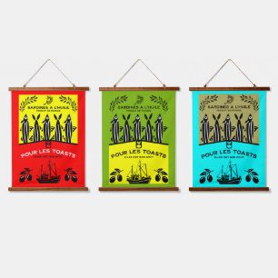 French Vintage Sardine Kitchen Hanging Tapestry