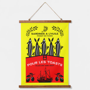 French Vintage Sardine Kitchen Hanging Tapestry