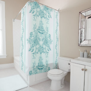 French,Vintage,shabby chic,pattern,victorian,turqu Shower Curtain