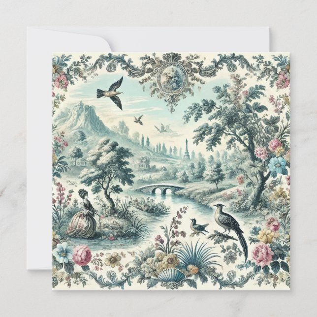 French vintage toile Card (Front)