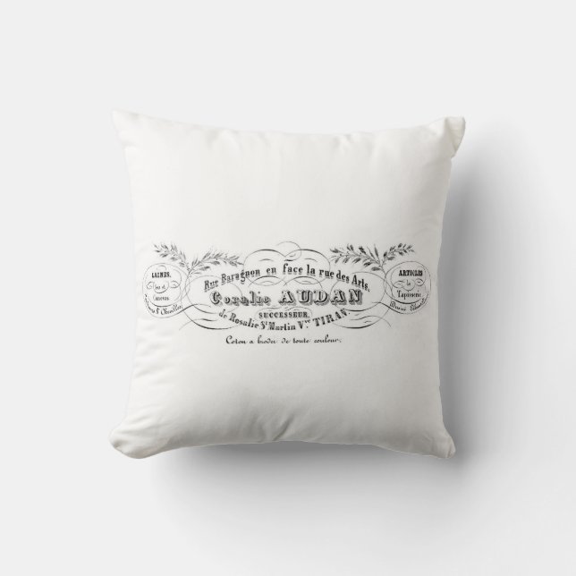 french vintage typography shabby chic cushion (Front)